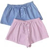image:imageRoseSeek Womens 2 Packs Striped Linen Mini Shorts Drawstring Waist Button Front Lounge ShortsBlue and Pink