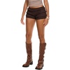 image:imageRoseSeek Womens Lace Frill Layered Mini Shorts Elastic Waist Low Rise Skinny Y2K ShortsBrown
