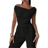 image:imageRoseSeek Womens Off The Shoulder Wrap Tank Top Sleeveless Tight Elegant Formal Party Going Out TopsBlack