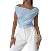 image:imageRoseSeek Womens Off The Shoulder Wrap Tank Top Sleeveless Tight Elegant Formal Party Going Out TopsBlue