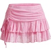 image:imageRoseSeek Womens Sequin Sparkly Skirts Mesh Ruffle Layered Drop Waist Glitter Mini Skirt Y2K Concert OutfitsPink