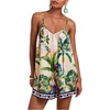image:imageRoseSeek Womens Summer Tropical Rompers Sleeveless V Neck Wide Leg Vacation Short JumpsuitsGreen