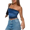 image:imageRoseSeek Womens Tie Dye Ruched Strapless Tube Top Sleeveless Fitted Elegant Crop Tops Going Out BandeauBlue