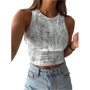 image:imageRoseSeek Womens Camo Graphic Tank Top Crewneck Sleeveless Fitted Crop Tops Summer ClothesGrey
