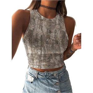 image:imageRoseSeek Womens Camo Graphic Tank Top Crewneck Sleeveless Fitted Crop Tops Summer ClothesMulticolor