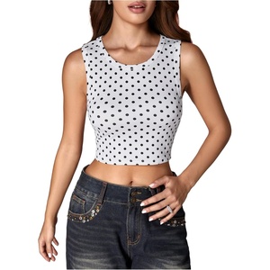 image:imageRoseSeek Womens Camo Graphic Tank Top Crewneck Sleeveless Fitted Crop Tops Summer ClothesMulticolor Polka Dots