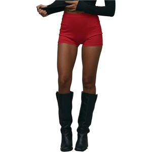 image:imageRoseSeek Womens High Waisted Mini Shorts Ruched Skinny Shorts Party Rave Hot PantsRed