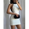 image:imageRoseSeek Womens Bow Open Back Sleeveless Bodycon Mini Dress Color Block Halter Party DressesWhite