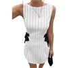 image:imageRoseSeek Womens Striped Bow Bodycon Mini Dress Sleeveless Open Back Elegant Short DressesApricot